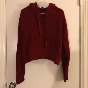 Maroon Knit Hoodie